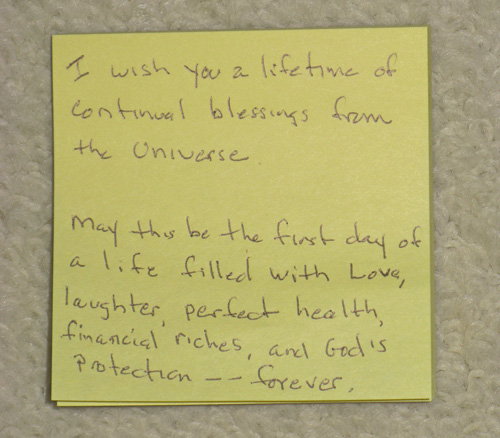 I always include a prayer note when I leave one dollar.